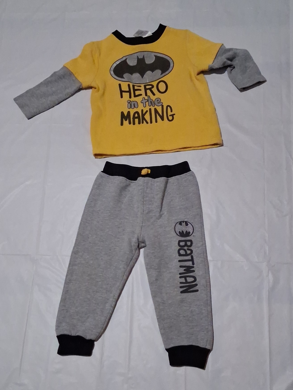 ✨Batman Yellow & Gray 'Hero in the Making' Top and Pants Set✨
